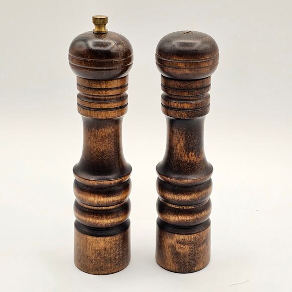 Retro Gail Craft Salt Shaker & Pepper Grinder Set - Solid Wood - MCM Design - Picture 1 of 6